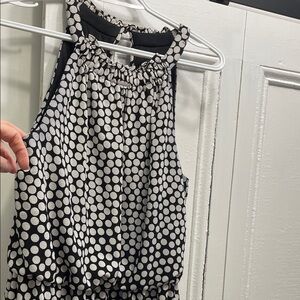 Adrianna Papell Black and White long Polka Dot Dress from Melanie Lyne